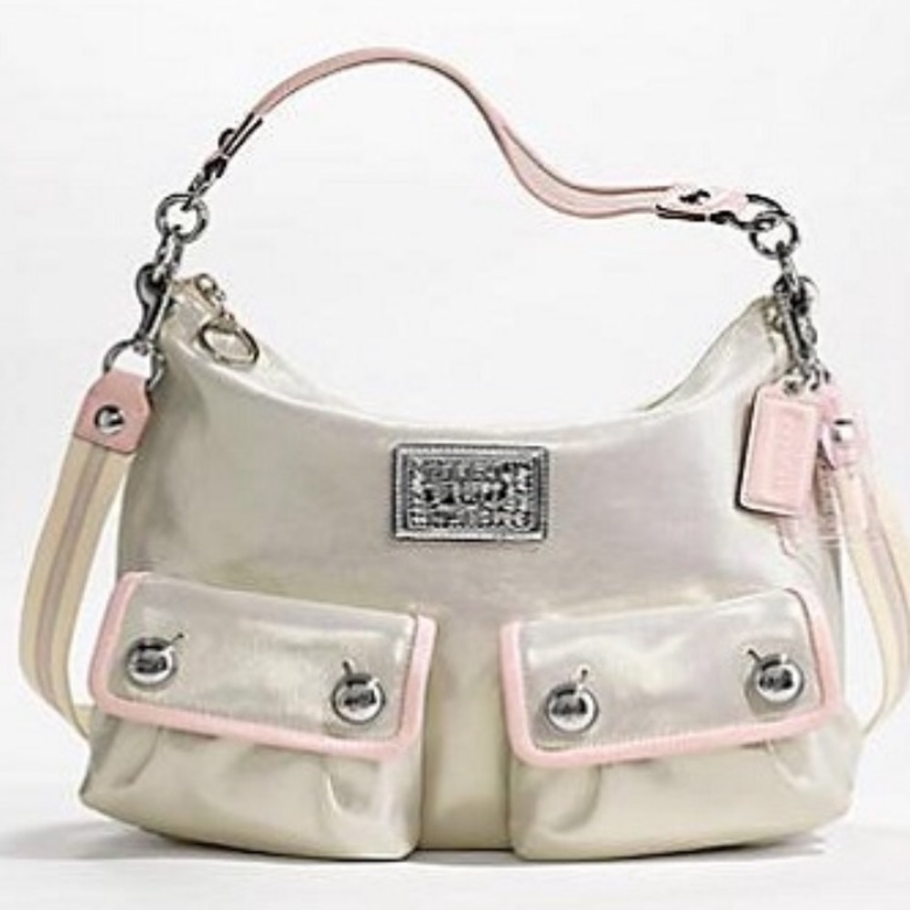 EUC Coach Poppy Sparkle Leather Pocket Hobo